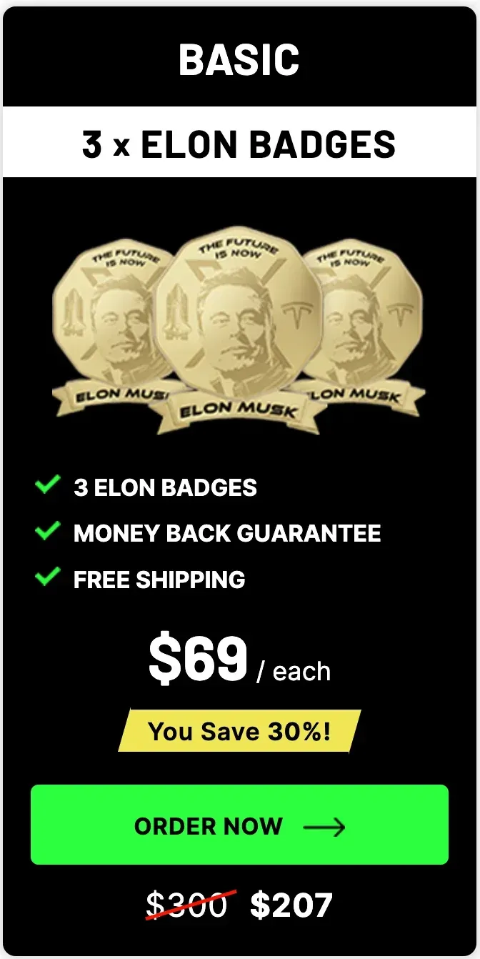 ELON MUSK 3 BADGES